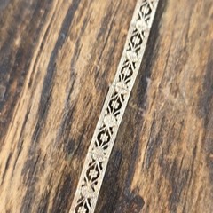 RARE Antique Art Deco Belais 10K White Gold Diamond Onyx Filigree Bracelet