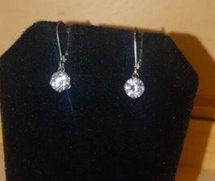 Vintage FI 925 DQ CZ Lever Back 1″ Dangle Earrings Estate Jewelry