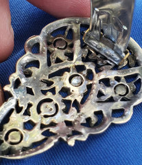 Vintage ORIGINAL Deco STERLING SILVER Diamond Cut Marcasite Brooch Clip BROACH
