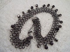 Gunmetal Mesh Chain Rhinestone Collar Necklace (A11)
