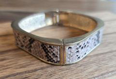 Vintage Hinged Bangle Bracelet Snake Skin Unique Square Shape