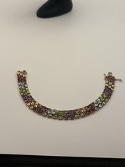 Vintage Ross-Simons 925 Sterling Silver 18K Vermeil Multi Gemstone Bracelet 24g