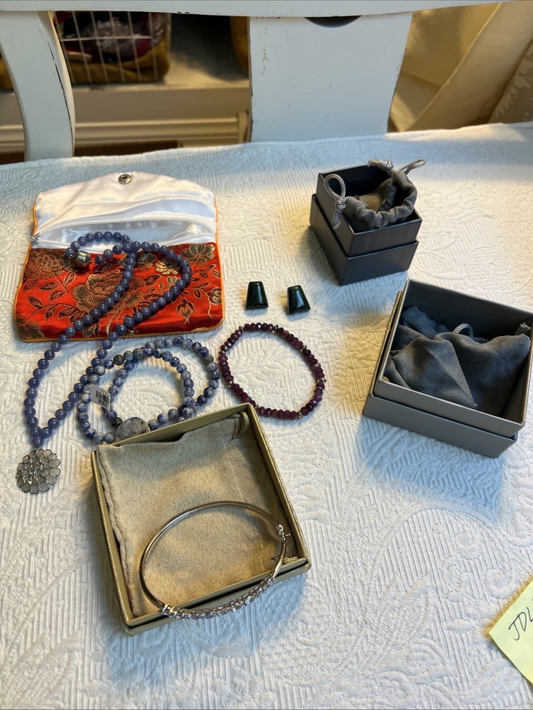 4 JTV 925 2 Gemstone Necklaces, Earrings, and Bracelet #JDL2