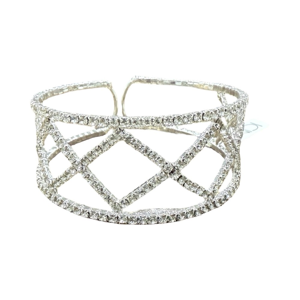 NWT ICING Claire’s SILVER Tone RHINESTONE FASHION STRETCH BRACELET 1 Sz Fits All