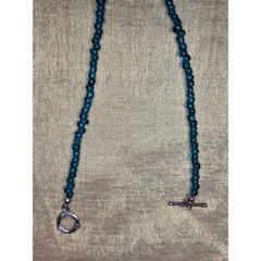 Vintage 24″ Chunky Turquoise Statement Necklace Boho 1.5″ Large Blue Pendant