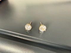 2.46g Sterling Silver Vintage Clear CZ Solitaire Stud Earrings Round Brilliant