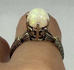 Art Deco Antique 14kt Yellow Gold Genuine Opal Ring Size 6 3.3 Grams