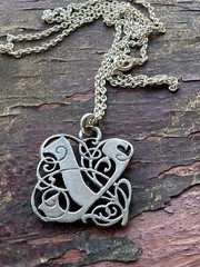 Valdres solvsmie sterling silver viking Pendant Necklace Norway vtg 602