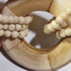 Vintage Hand Carved Bovine Bone Multi Strand Statement Necklace Pendant Boho