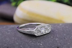 Art Deco Round Cut Lab Created Diamond 14K White Gold Finish Anniversary Ring