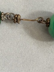 Antique Vintage Early Art Deco Czech Flapper Necklace Green Glass Beads Beaded