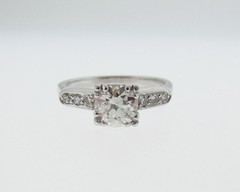 Vintage Estate 0.80ct Genuine Diamonds Old Cut 14k White Gold Engagement Ring