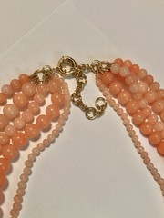 Orange Peach Semiprecious 5 Strand Stone Bead Necklace 18” – 21” 💛 LOW PRICE!