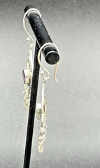 Vintage 925 Sterling Amethyst Drop Dangle Chandelier Pierced Earring French Wire