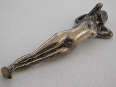 RARE Vintage 1970’s Sterling BEAUTIFUL NUDE WOMAN Pendant, 2″ tall, HAND CRAFTED