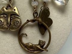 VTG 1/20 14k Gold Filled Charm 21.5” Necklace Cats Hearts Animals Crosses Love