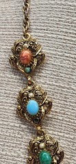 Rare Vintage Goldtone Hollycraft Cabochon Statement Necklace