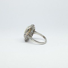 Vintage Platinum Rosette Ring With Opal and Diamonds – 950