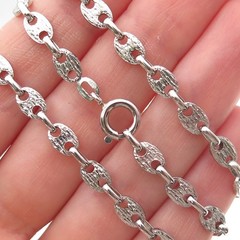 925 Sterling Silver Vintage Italy Textured Anchor Mariner Chain Necklace 24″
