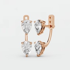Front Back Drop Jacket Earrings Pear Cut Lab Grown Diamond Prong Setting