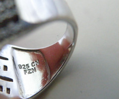 Sterling Silver 925 Large Baguette Gemstone Chunky Statement Band Ring Size 6