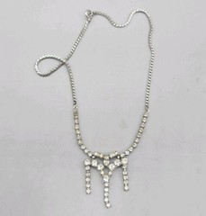 Vintage Rhinestone Necklace Dangles Sparkly 15 Inch