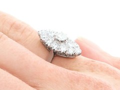 Antique 1.78 Ct Diamond and Platinum Marquise Cluster Ring Circa 1920