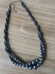 Roman Vintage Double Strand Faux Gray Pearl Necklace