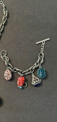HTF Vintage Selro Selini Silver-Tone Chunky Multi-Color Charm Bracelet