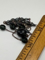 Sterling Silver Glass Blue Gray Bead Y Drop Necklace Lariat Italy 925 9.6 gram