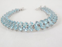 Vintage Sterling Silver 925 Natural Madagascar Blue Apatite Tennis Bracelet 7.5″