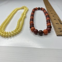 H3 Lot Yellow Orange Brown 70s Resin Acrylic Beaded Boho Hippie retro necklaces