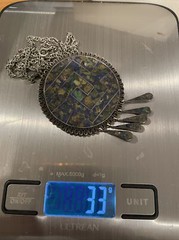 Vintage sterling silver Aztec brooch/pendant Necklace 33 grams Made In Mexico