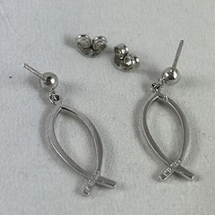 Christian Jesus Fish Dangling Earrings For Pierced Ears Sterling Silver 1” Theda