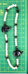 Vintage African Elephant Necklace Hand Carved Black Horn Natural Bovine Bone