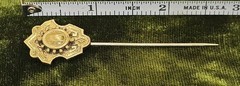 Antique Victorian Gold Plated Brass Stylized Shield Tie Stickpin