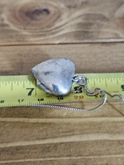 VINTAGE THAI Sterling Silver Mother of Pearl Markasite Heavy Locket 17” Chain