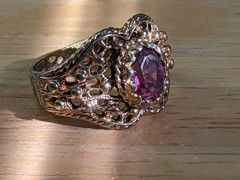 Vintage 1970s-1980s Ring, purple rhinestone