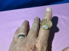 Vintage 1900’s Very Unusual Seed Pear & Amethyst Novelty Shell Clam Ring