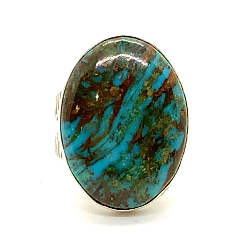 Vtg Sterling Silver Jay King Natural Azurite Malachite Gemstone Ring Size 11.75