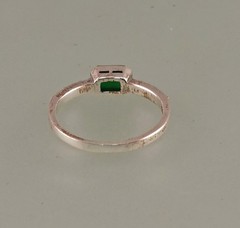 Silver Ring Green Jade Markasite Art Deco 925 Silver Size 56