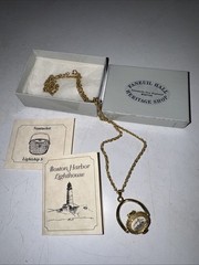 Nantucket Basket 12 Inch Gold Plated Necklace BostonHarbor Lighthouse W/penny!
