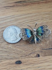 800 European Silver STUNNING BUTTERFLY Brooch. Vintage. Artistic.