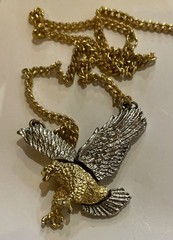 Vintage Gold Tone silver tone Mens Eagle Necklace Pendant with Chain (no clasp)