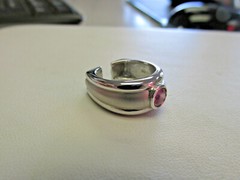 Unique Fancy Intense Pink Sapphire Ring 18k White Gold Size 5 MAKE OFFER