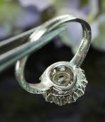 GIA Edwardian Platinum Old European Diamond Engagement Halo Ring 1.57ct