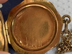 Antique Gold Plated Speidel Locket Necklace Jewelry 17.5″ Amethyst Color *READ*