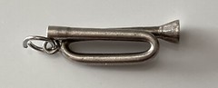 Vintage Sterling Silver Bugle Musical Band Brass Horn Instrument Pendant Charm