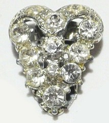 Unusual Pair Vintage Silver Plated Pot Metal Openwork Rhinestone Dress Clips 1″