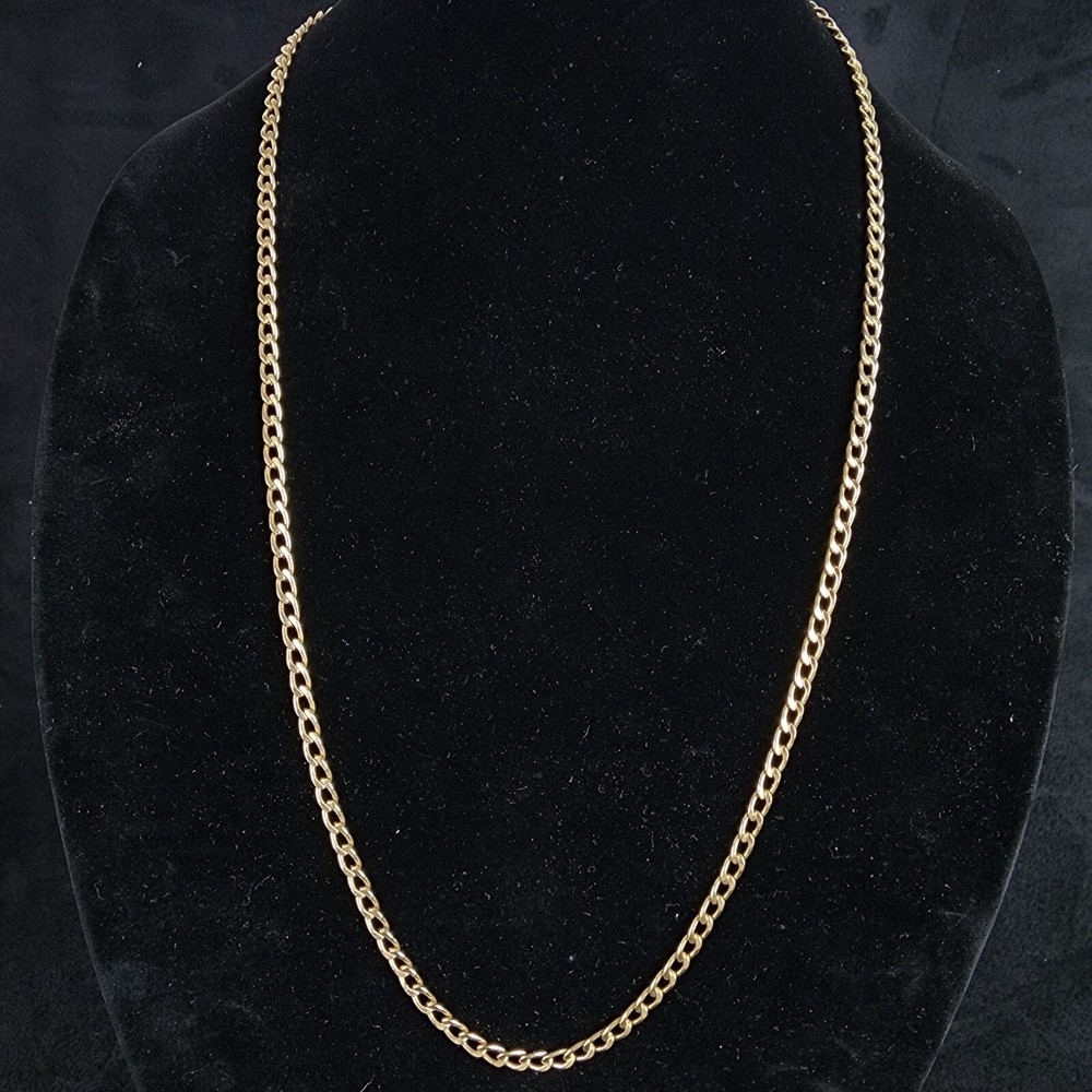 Vintage Christian Dior Gold Tone Plated 31″ Curb Link Necklace 4.7mm